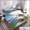 Bedding Sets Supplies Home Textiles Garden Adts Soft Set 2/3 Pcs 3D Printing Duvet Er Natural Landscape Single Double Quilt Bedroom Bed Li