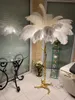 Lámparas de piso de avestruz nórdica lámpara de plumas moderna de cobre de lujo para la sala de estar luz de pie de pie lámpara de esquina LED lámpara de esquina