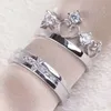 Koper vergulde platina verstelbaar paar ringen hol hart vorm kroon mannen vrouwen verloving bruiloft vinger sieraden valentijnsdag cadeau accessoire