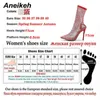 Aneikeh Nuova primavera Crystal Mesh Cadle Boots Woman Stiletto Pvc High Heel Scarpe sexy Ladies Party Wedding Sandals 220421