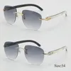 Goldbraune Brillengläser, randlose Herren-Sonnenbrille, Herren-Original-Weiß-Mix, schwarze vertikale Streifen, Büffelhorn-Sonnenbrille, Damen-Drahtgestell, gleiche Teile, anderes Modell