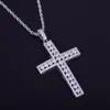 Cubic Zirconia Cross Pendant Necklaces 3mm Twisted Rope Chain Real Gold Silver Plated Copper Bling Zircon Necklace Jewelry for Men Gifts