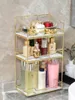 Storage Boxes & Bins Nordic Fashion Rotating Cosmetic Desktop Box Transparent Makeup Shelf 2 Tiers Tray Dressing Table Finishing Rack