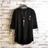 Idopy Korean Fashion Mens Street Style Lace Punk Gothic Pullover Designer Steempunk Hem Hip Hip Sweatshirts Shirts Tees 220618