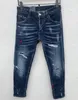 Herrjeans Rips raka denim Jeans Italien Mode Slim Fit Washed Motocycle Denims Byxor