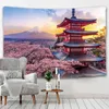 Estilo japonês monte fuji cereja florestom tapeçaria boêmio quarto decoração de parede tapetes design design mural tapiz j220804