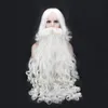 Parrucca Cosplay natalizia barba parrucca barba Babbo Natale bianco ricci lunghi capelli sintetici costume Cosplay adulto regalo di Natale gioco di ruolo