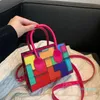 الأكياس المسائية الموضة الهندسية ملونة نساء الكتف حقيبة جلدية مربعة حقائب اليد 2022
