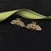 Vintage Bee Diamond Charm Boucles d'oreilles Lettre en métal Designer Goujons Dames Personnalité Designer Bees Eardrops