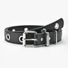 Belts Women's Leisure Belt Punk Style Full Hole Black Chain Decorative Air Eye Needle Buckle BeltBelts