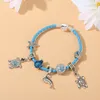 Buipoey Ocean Collection Blue Turtle Seahorse Narwhal Beaded Dolphin Charm Bracelets for Boys girl original kild child bracelet 220726