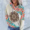 Moletons femininos moletons moletons vintage Mulheres Women Western Ethnic Printshirt Sweatshirt Casual Aztec Longo de manga comprida camisa harajuku plus siz