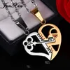 Pendentif Colliers Unique Clé Détachable Demi Amour Coeur Pendentifs Pour Femmes Hommes En Acier Inoxydable Couples Mode Valentine CadeauxPendentif