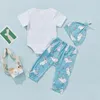 Clothing Sets CitgeeSummer Easter Infant Baby Girls Boys Romper Suit Letter Short Sleeve Snaps Printed Pants Hat Clothes Set