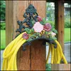 Watering Equipments Garden Supplies Patio Lawn Home Ll Cast Iron Hose Holder Rose Flower Decorative Reel Hange Otnui