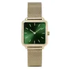 Armbandsur Luxury Square Gold Green Dial Quartz Watch Fashion Magnetic Watches For Women Ladies Dress Busseness Clockwristwatches