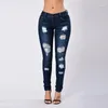 Kvinnors jeans 2022 Svart kvinna hög midja mode knapp blixtlås med fickhål byxor smala mager rippade denim casual femme1