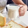 Bicchieri creativi per la casa Tazza per crema di vetro a doppio strato di mucca 250 ml Brocca per latte bella Succo Tè Tazze da caffè Bicchieri trasparenti Tazza Montalatte Brocca ZC1215