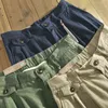 Primavera nova calça de chinos de algodão solta de algodão solto Lavagem de calças vintage Exército Cargo verde Pant masculino Roupas de marca J220629