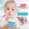 Mugs Reversible Magic Cup Baby Learning Drinking Cups Leak-proof Children's Cupes Bottle 240ml Copos Learning sea freight Inventory 200pcs DAS468