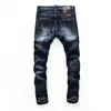 DSQSABCD 2 DSQ Brand Mens Elastic Dżinsy proste dżinsowe spodnie Patchwork Patchwork Slim Blue Hole dla mężczyzn 81 Zwo S DSQ2 790