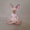 Neue Katze Figur Sphynx Meditation Statue Yoga Tier Meditieren Kunstskulptur Mikrodekoration Garten Home Office Ornament