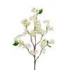 Ghirlande di fiori decorativi Gambo lungo finto Mini ciliegia 35 "Lunghezza Simulazione Sping Fiore di pesco Foglia verde per la casa di nozze Artificia