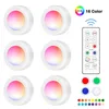 Remote Control LED Puck Night Lights Dimmable 16 Colors Under Cabinet Light for Kitchen Showcase Stair Cabinet Closet Decor Lamp