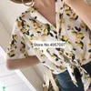 Blusas femininas camisas femininas blusas estampadas de limão com manga curta laços bainha - damas imprimindo camisa de topwomen's vere22