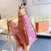 Ontwerper Een schoudertassen Dameshandtas Vintage metalen ketting Onderarmtas Crossbody Tas Half Maan Purse Pink Denim Loop Rou2727