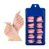 100Pcs/set Candy Color False Nail Extension Forms French Acrylic Nail Tips Full Cover Solid Colors Pointed Fake Nails Sets Tools 213
