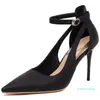 Dress Shoes Ankle Straps High Heels Pumps Woman Elegant Sexy Pointed Toe Fashion Black Green 2022