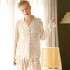 Mode viscose pama sets voor vrouwen casual lange mouw bloemenprint slaapkleding voorjaar herfst losse thuiskleding 220329