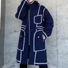 Trench da uomo Cappotto da uomo casual di media lunghezza Cappotto lungo da uomo Splicing Abrigo Hombre 2022 Autunno Inverno Giacca a vento da uomo