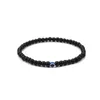 Nya 20st/parti punkstil diy smycken svarta släta strängar pärlor onda ögon armband armband yoga armband för män kvinnor elastiska armband 20 cm