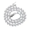 Lodowa srebrna bagietka cZ Naszyjnik łańcucha tenisowego dla kobiet Wysokiej jakości Hip Hop Ice 5A Cubic Cyrronia Choker Biżuteria w magazynie 194B