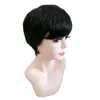 Krótka prosta maszyna wykonana peruki z grzywką Brazylijska Virgin Pixie Cut Natural Human Hair Peruki dla czarnych kobiet