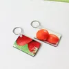 Sublimation Blank MDF Keychain Home Square Wooden Key Pendant Thermal Transfer Double-sided Ring White DIY Gift