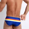 Erkek Şort Turuncu Çizgili Seksi Düşük Bel Sıkı Erkek Mayo Yaz Plaj Bikini Eşcinsel Sörf Yüzmek Trunk Külot MayolarErkekler