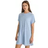 LU-13 French Round Neck Dust Women Women Gress Told Sway Skin Close Naked Naked Heaked مطوي بدلة اليوغا الفضفاضة قميص الثياب