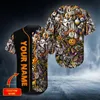 Fritidsskjortor för män PLstar Cosmos baseballtröja 3d-tryckt Happy Halloween Skull Custom You Name Hiphop-tröjor KärlekspresentMän's