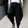 Men S Pants Casual Hakama Japanese Wide Leg Trousers Loose Cotton Long Harem Baggy