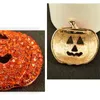 Högkvalitativ broscher stift mode orange rhinestone pumpa mask guld pläterade broscher jul halloween gåva smycken