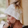 Women Winter Hand Knitting Messy Bun Hats For Girls Skull1 Eger22