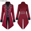 Mens Vintage Red Steampunk Gothic Jacket Viktoriansk Tailcoat Steampunk Halloween Uniform Costume Cosplay Prom Trench Coat 220815