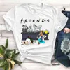 تي شيرت مصمم المرأة t-shirt الاتجاه أصدقاء الزي فام إلكتروني طباعة الرسم تيز تي شيرت الإناث لطيف الوردي uzms