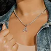 Ketens mannen vrouwen 26 letternaam cz tennischoker hanger ketting mode rock hiphop bling alphabet charme initiële ketting paar sierrchain