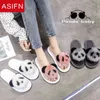 Asifn Women Fur Slides Cute Panda Slippers Fashion Outdoor Wear Flat Bottom inomhus Hem Söta Fashion Ins Style Sandaler Kvinna G220730