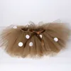 Fluffy Brown Deer Skirt Christmas Costume Kids Reindeer Tulle Skirt for Halloween Carnival Children Outfit 1-14 Years 220423