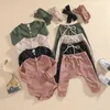 Citgeett Autumn recém -nascido bebê garotas cenas de roupas sólidas mangas compridas tampas de calça elástica de calça para a cabeça J220711